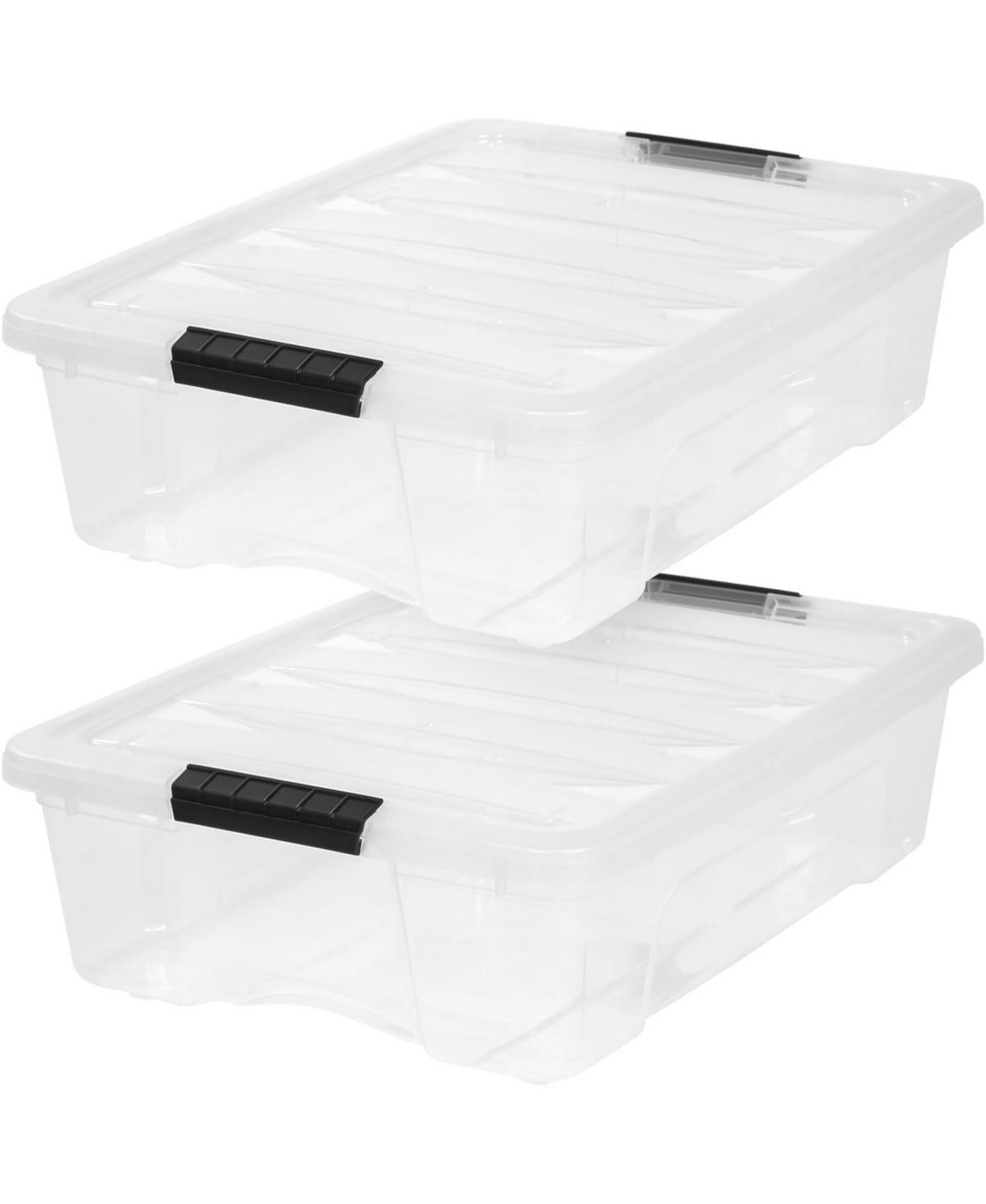 Iris Usa 27 Qt Stackable Plastic Storage Bins with Lids, Pearl, 2Pk | Macy's