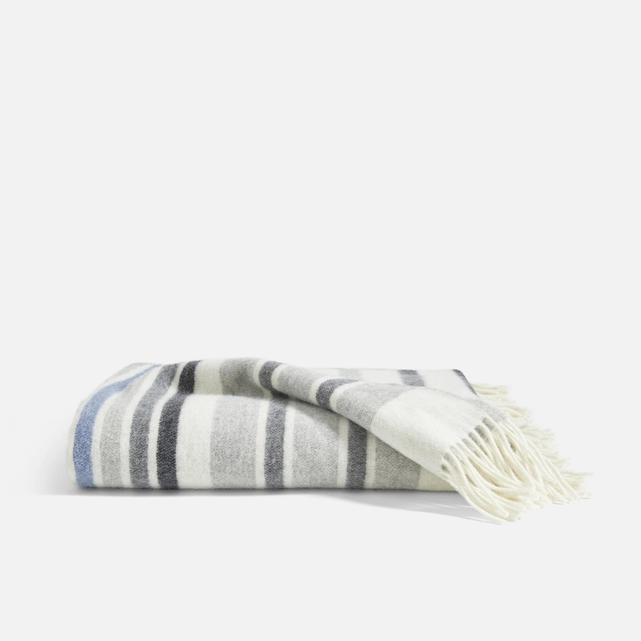 Brooklinen Striped Lambswool Throw Blanket in Blue Stripe | Brooklinen