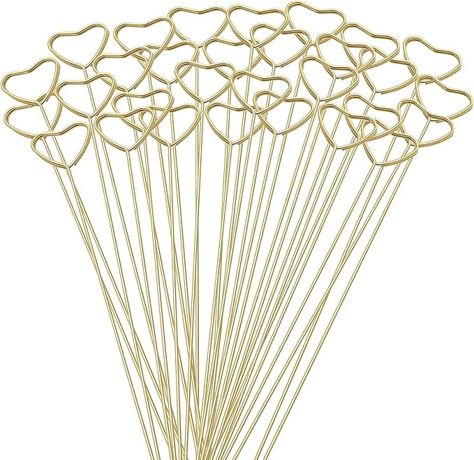 Hananona 30 Pcs Metal Floral Place Card Holder, 13.4 Inch Table Number Holders Heart Shape Flower... | Amazon (US)