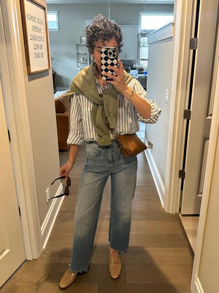 Saturday Chilly Weather OOTD
Wearing a small in shirt and 9 in loafers
Bag is Zara
.
#ootd #casualstyle 

#LTKStyleTip #LTKSeasonal #LTKFindsUnder100