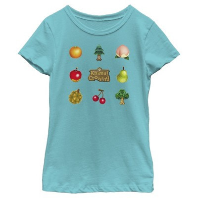 Girl's Nintendo Animal Crossing Items Found Title Logo  T-Shirt - Tahiti Blue - Large | Target