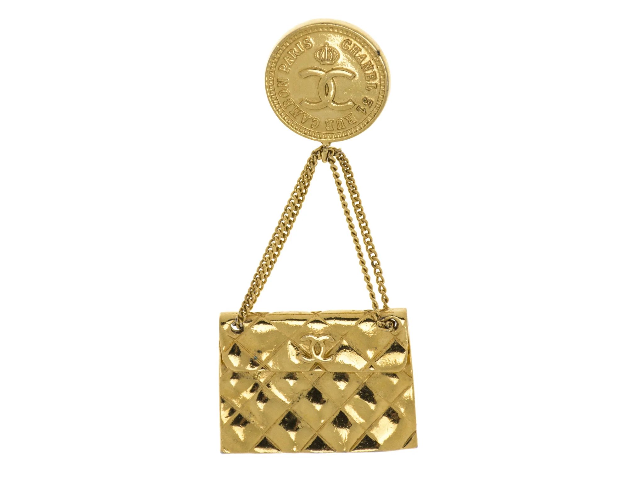 Chanel Vintage Gold Handbag Brooch | Designer-Vault