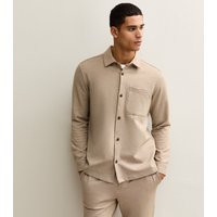 Men's Stone Regular Knit Pique Overshirt New Look | New Look (UK)