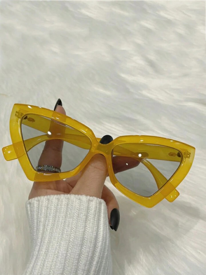 2023 New Sunglasses Personalized Triangle Glasses Fashion Jelly Tone Sunglasses | SHEIN