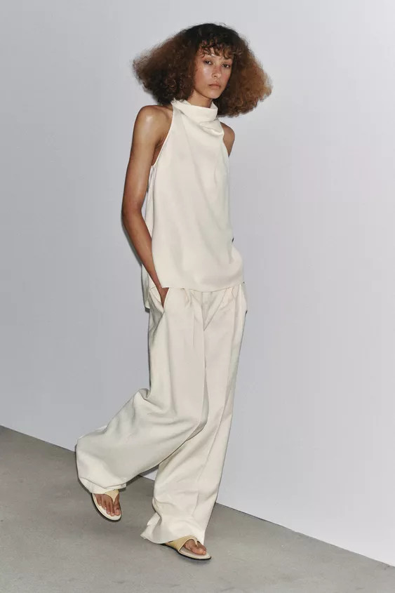 ZW COLLECTION FLOWY PLEATED PANTS | Zara US