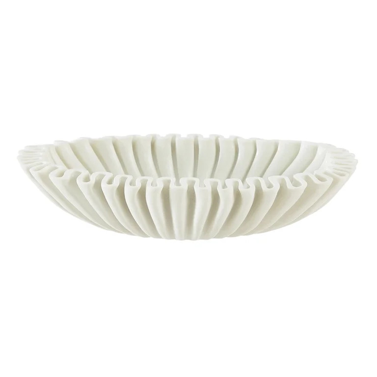 Stylehouse White Resin Fluted Decorative Bowl | Walmart (US)