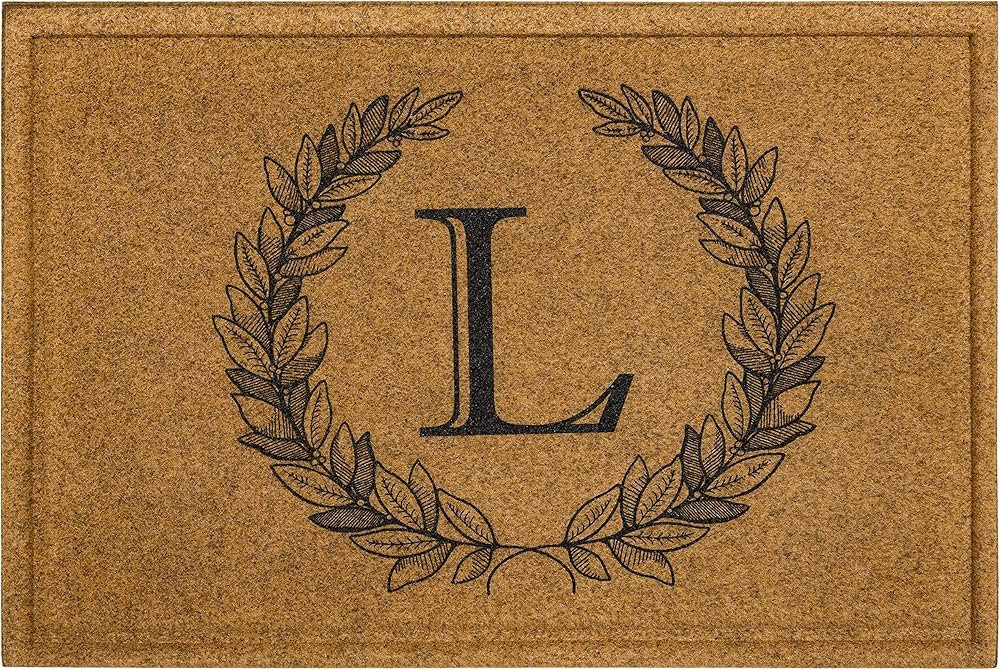 Mohawk Home Entryway Door Mat Laurel Monogram Letter L 2' x 3' Faux Coir Doormat All Weather Outd... | Amazon (US)