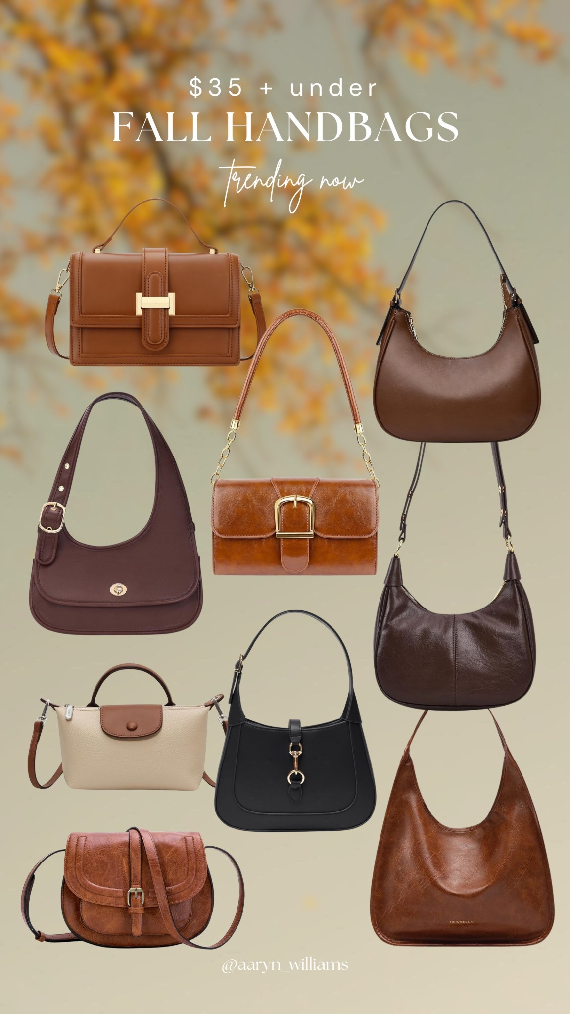 these $35 and under handbags are giving major fall vibes 🍂 perfect sizes, perfect colors, and they look way more expensive than they are

#fallstyle #fallhandbags #ltkfall #ltkunder50 #ltkbag #ltkfashion #falloutfits #ltkseasonal #affordablehandbags #ltkfinds #falltrends #ltkstyle #ltkaccessories