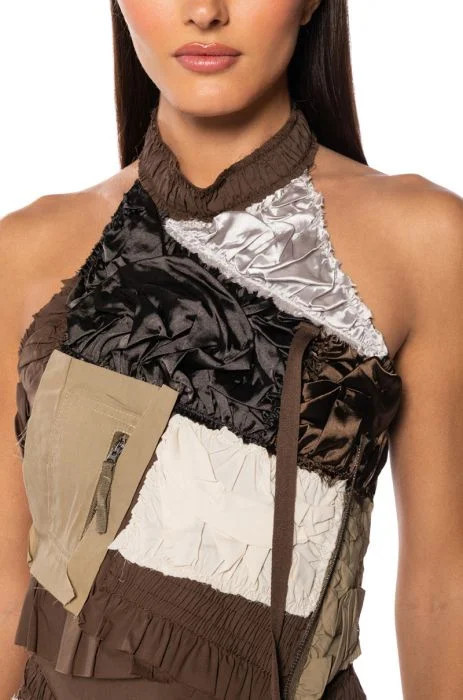 LANA PATCHWORK HALTER TOP IN MULTI | AKIRA