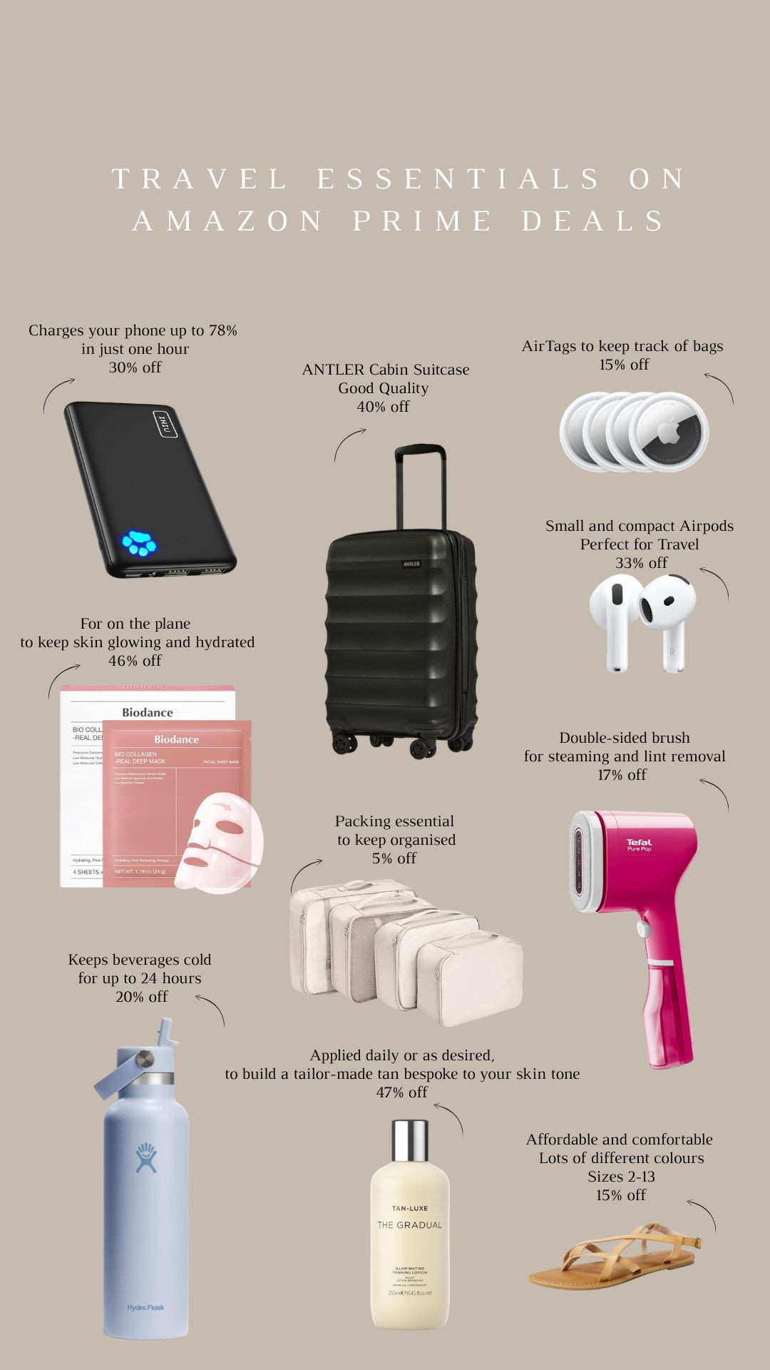 Travel Essentials on Amazon Prime -Some really fab deals! 

Travel Essentials, Amazon Prime Deals, Travel Accessories Edit, Cabin Suitcase, Apple AirTags, AirPods, Packing Cubes,  Biodance Face Masks, Tan Luxe Gradual Tanner, Flat Travel Sandals, Long Haul Flight Essentials, Holiday Packing Must Haves, Carry On Essentials, Affordable Travel Buys, Summer Travel Staples
 

 #LTKuk #LTKsummer #LTKtravel