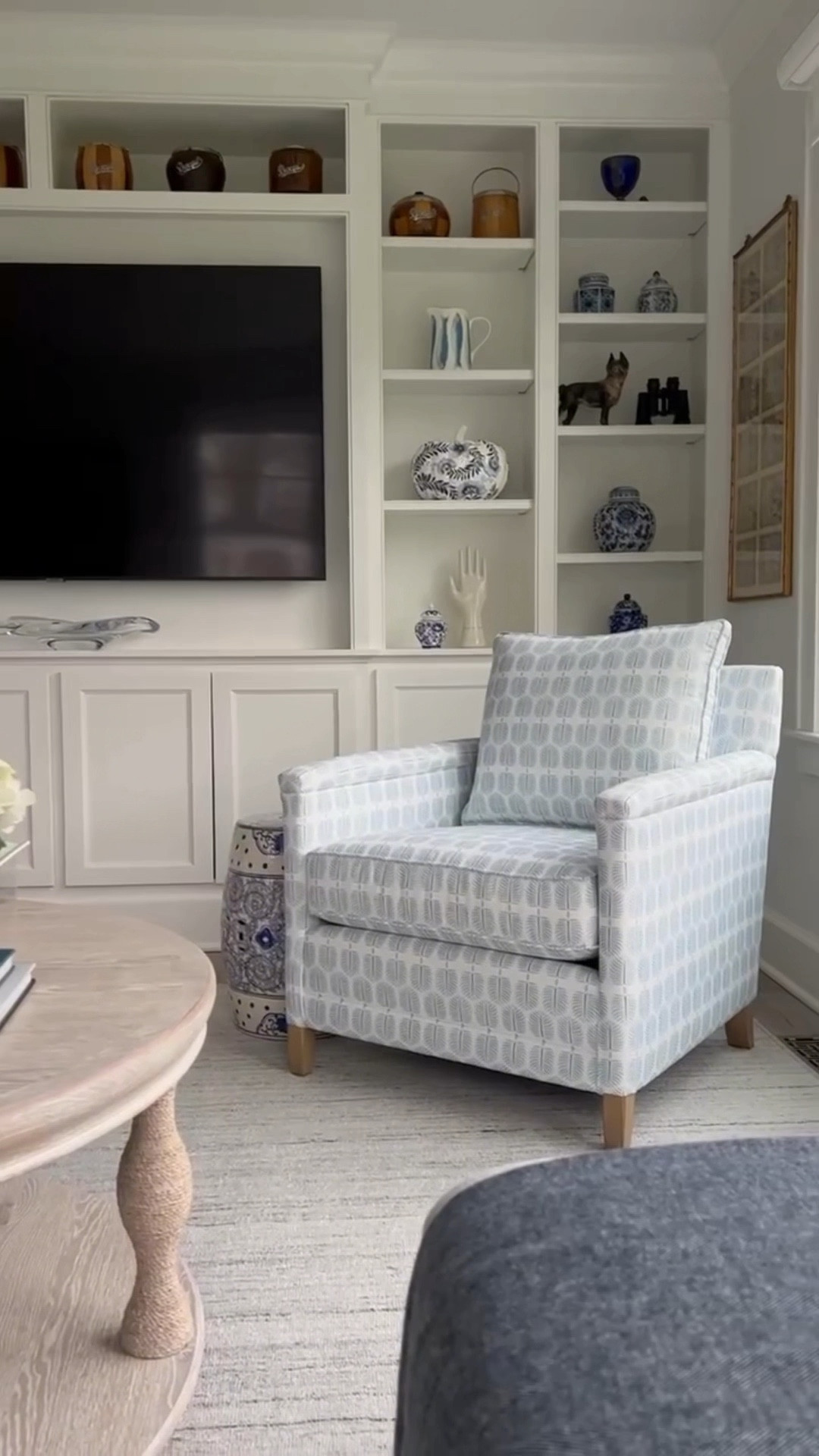 Accent chair, arm chair, blue chair, light blue upholstered chair, patterned chair, coastal home, coastal furniture, New England style, Nancy Meyer’s aesthetic, cottage core, coastal grandmother, living room design, family roomm

#LTKVideo #LTKHome #LTKFamily
