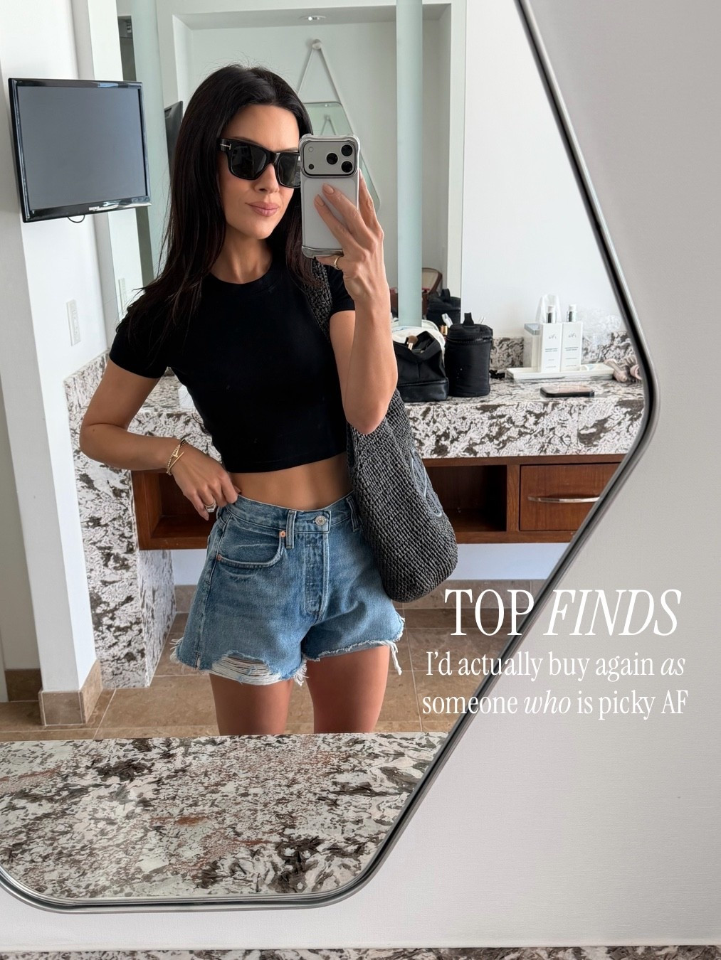 Top Finds this month that I would actually buy again as a 42-year-old mom of two who is picky AF😉I’m obsessed with these relaxed denim shorts. I’m wearing a size 24. The strapless bra has been a go to for years and highly suggest for my girls that are rocking a smaller chest like I am. It definitely adds an extra cup size too I’m wearing a size small in the every day $19 basic that I bought in every color this clean gloss (I’m unbuttoned) and lip liner (in the color infinite)  are definitely a must. It’s your lips but better.

#LTKOver40 #LTKSaleAlert #LTKootd