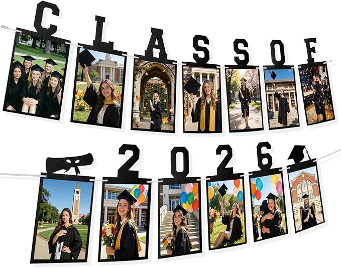 Graduation Photo Banner Class of 2026 Banner for Grad Decorations 2026 Pre-Strung K-12th Graduati... | Amazon (US)