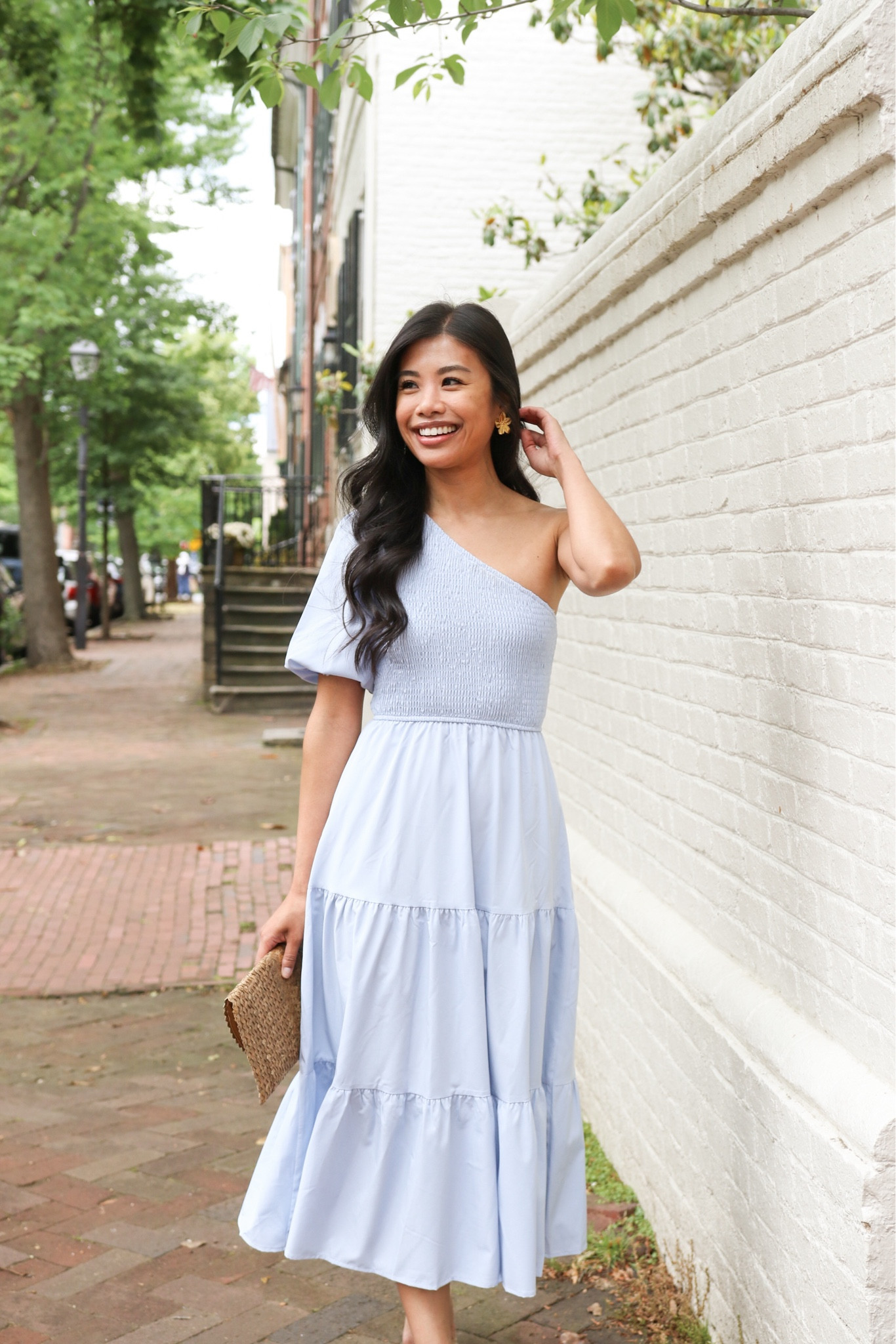 One shoulder dress family photo dress summer outfit 