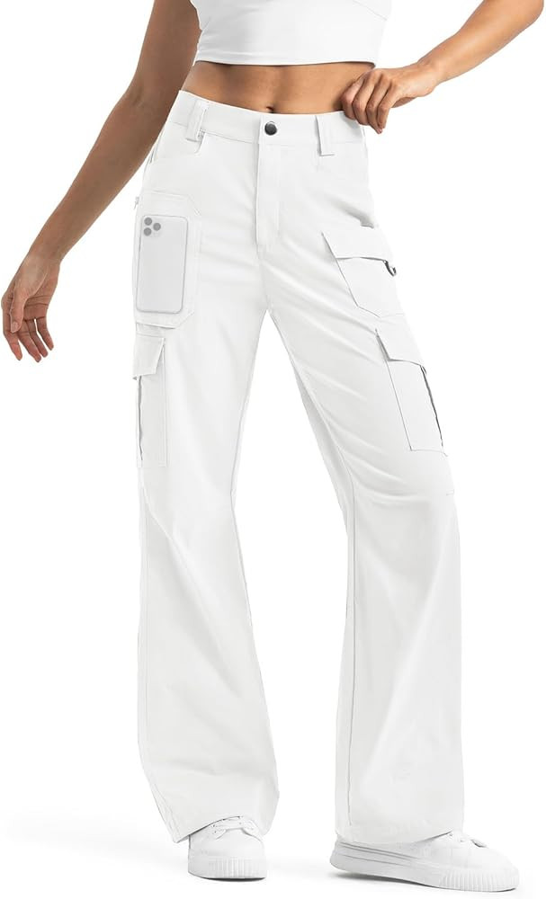 Moosehill Women's-Cargo-Hiking-Pants-High-Waisted Wide Leg Water Resistance Lightweight Stretch f... | Amazon (US)