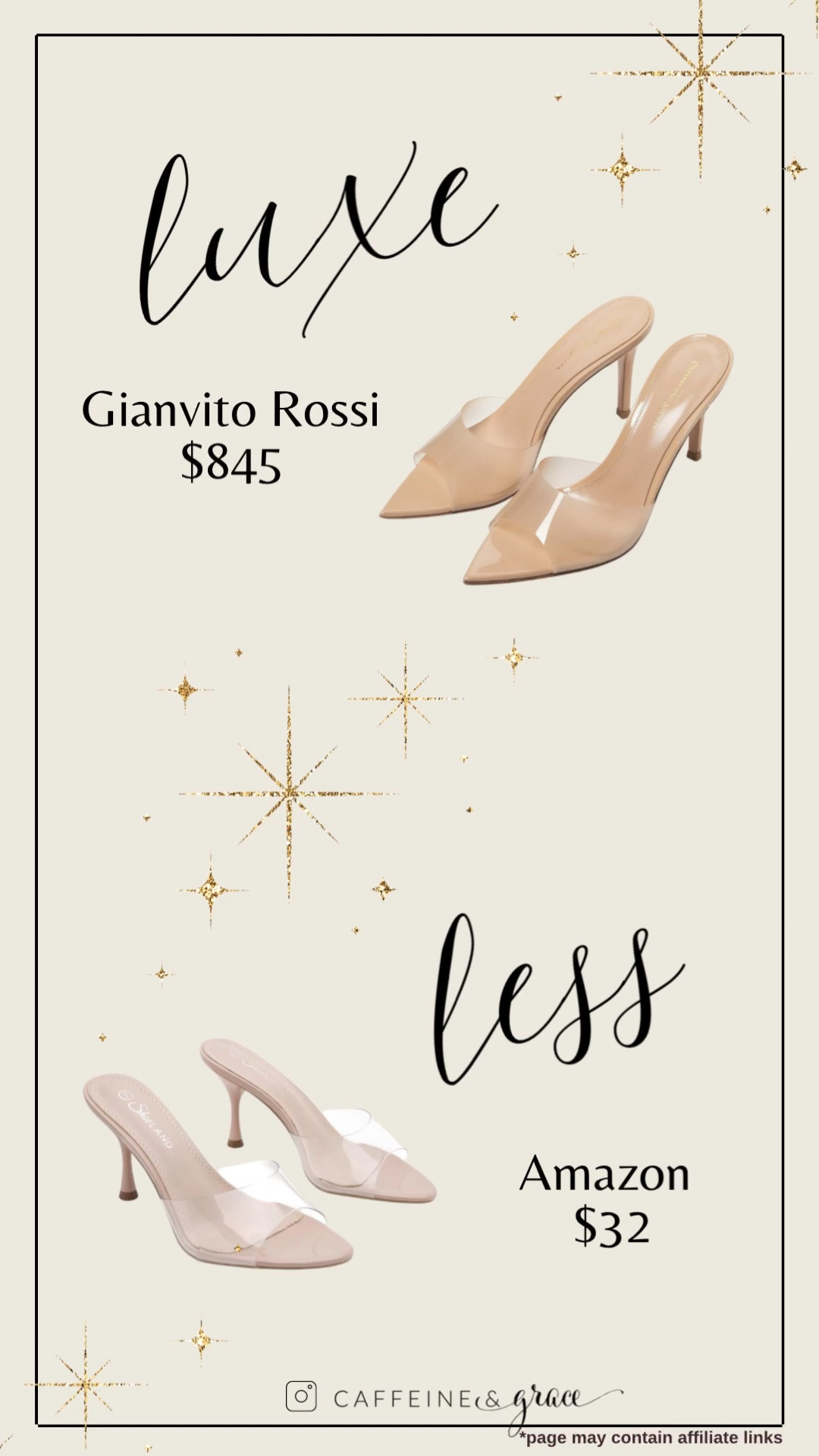 These Amazon heels are one of my favorite designer-inspired finds! They have the same elegant, barely-there look as the luxury versions that retail for around $845, but at a fraction of the price. Comfortable, chic, and incredibly versatile, they pair perfectly with everything from wedding guest dresses to date-night looks and special occasion outfits. If you love a high-end aesthetic without the designer price tag, these heels are definitely worth adding to your wardrobe. Proof that you don’t have to spend a fortune to look polished and elevated!

#LTKootd #LTKOver40