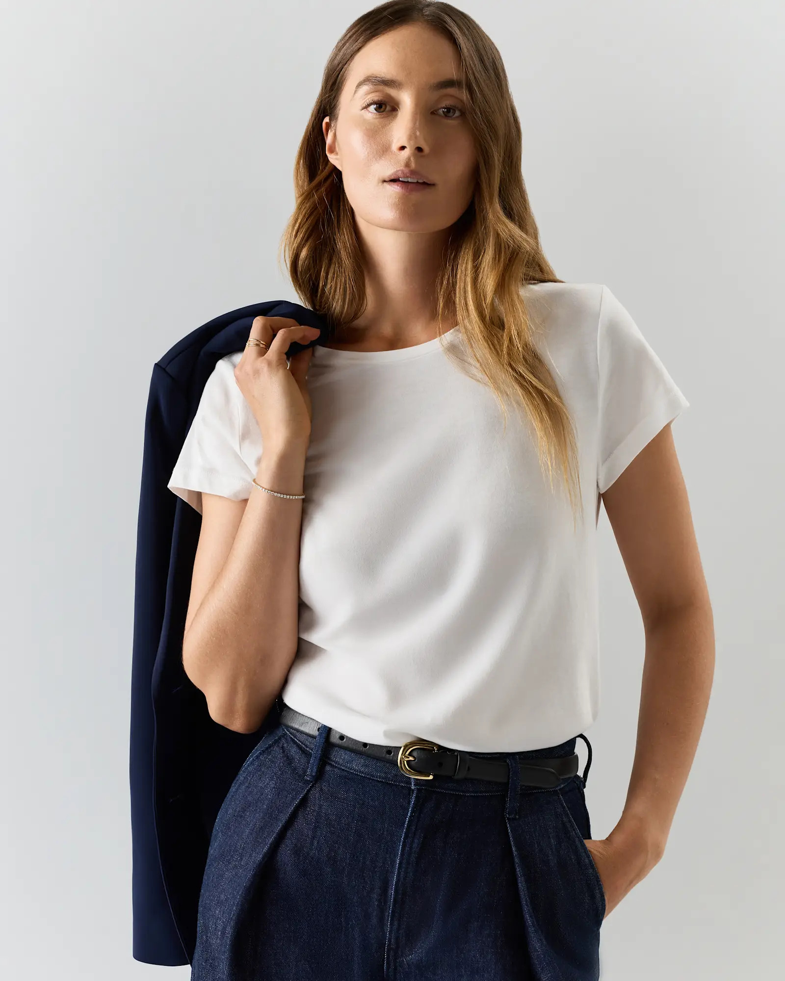 Cotton Modal Crew Neck Swing Tee | Quince