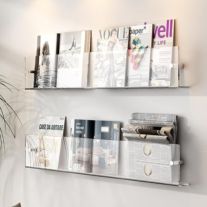 DuvinDD 2 Pack Acrylic Magazine File Holder Wall, 60cm Long Wall Bookshelf Brochure Holder, Clear... | Amazon (CA)