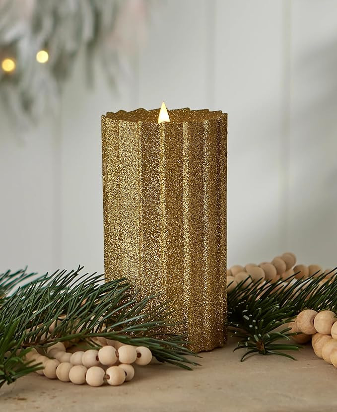 Seasonal LLC Sutton Fluted Seasonal Realistic Motion Flameless Battery Powered Pillar Candle | 3D... | Amazon (US)
