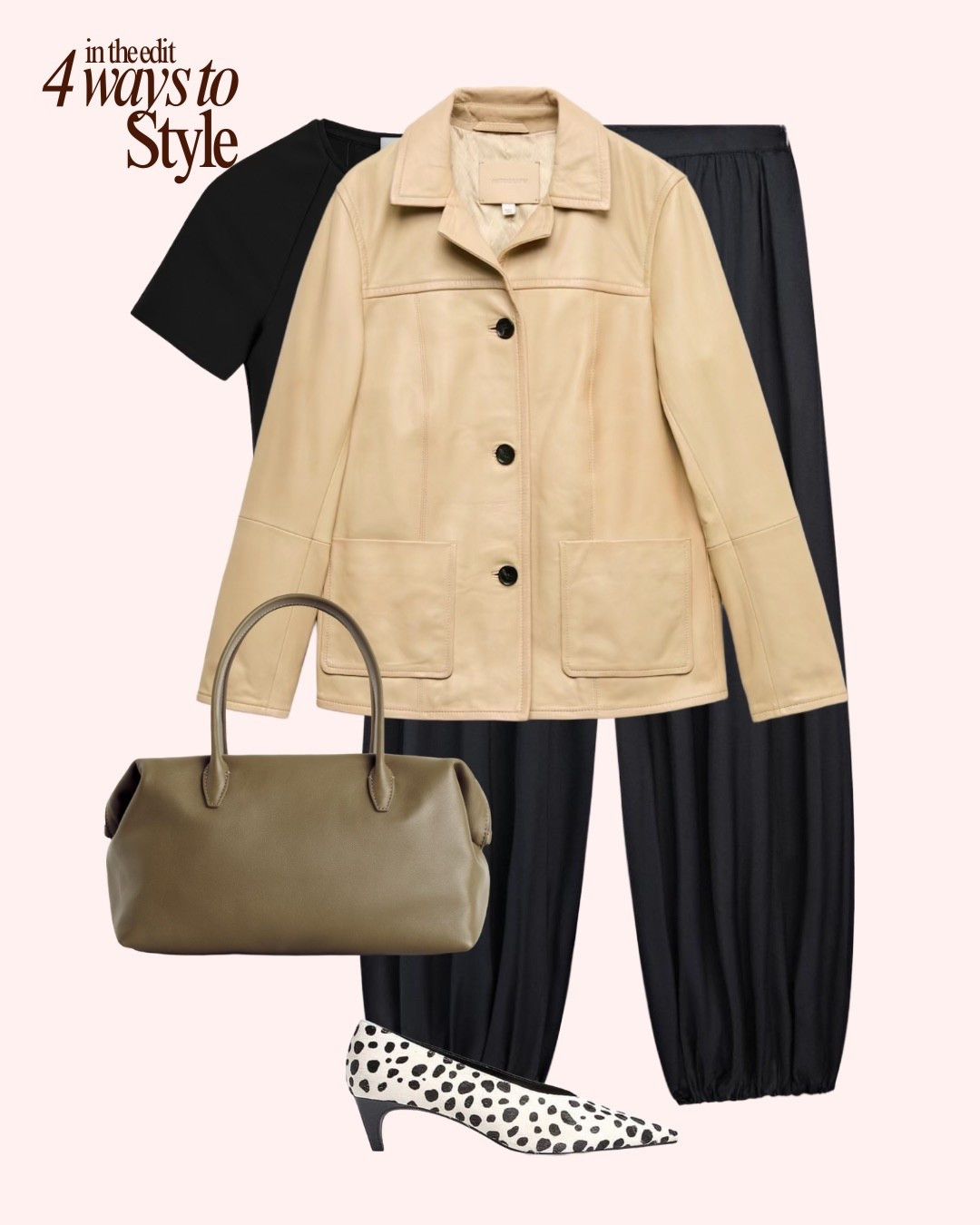 Balloon trouser styling 

Leather jacket 
Kitten heel 
Balloon trouser 

#LTKstyletip #LTKireland #LTKeurope