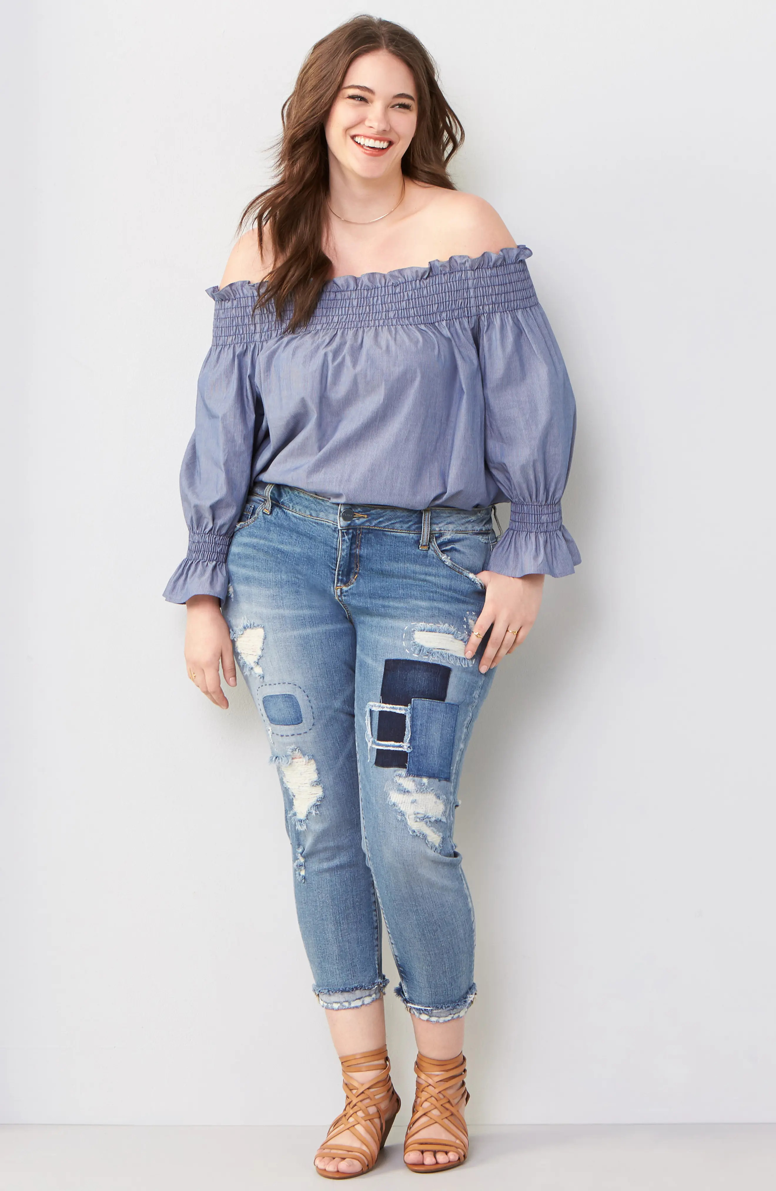 SLINK JEANS Ripped & Patched Boyfriend Jeans at Nordstrom Rack | Nordstrom Rack