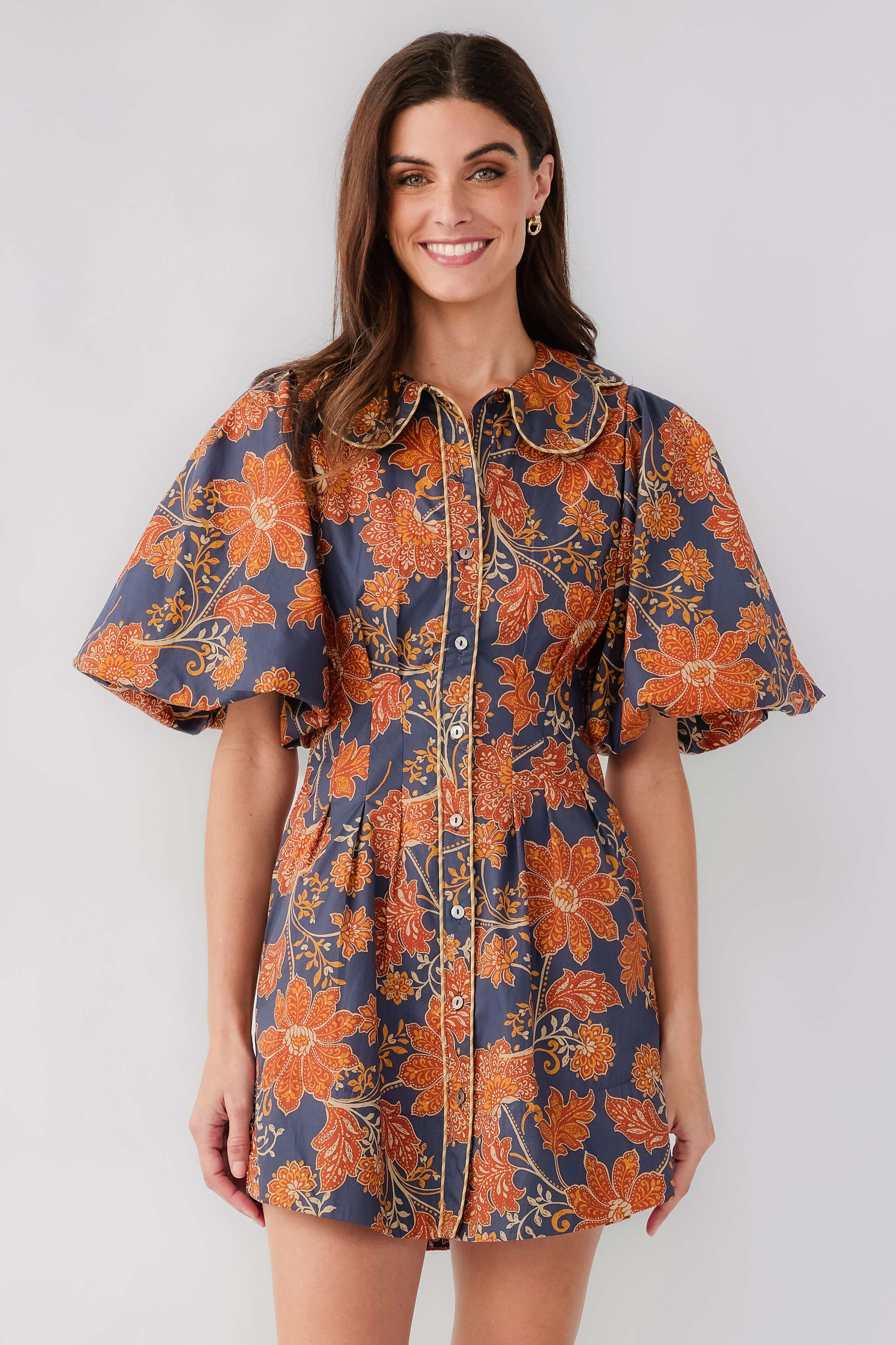 Olivaceous Printed Peter Pan Collar Dress | Social Threads