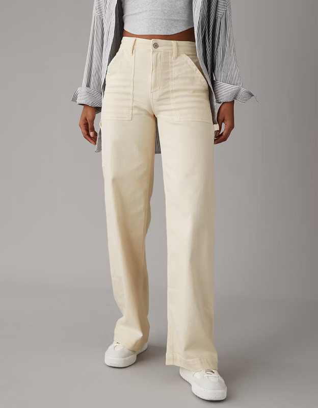 AE Dreamy Drape Woven Super High-Waisted Baggy Wide-Leg Pant | American Eagle Outfitters (US & CA)