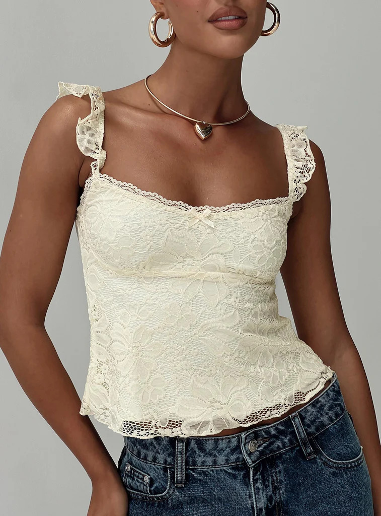 Madaleine Lace Top Cream | Princess Polly US