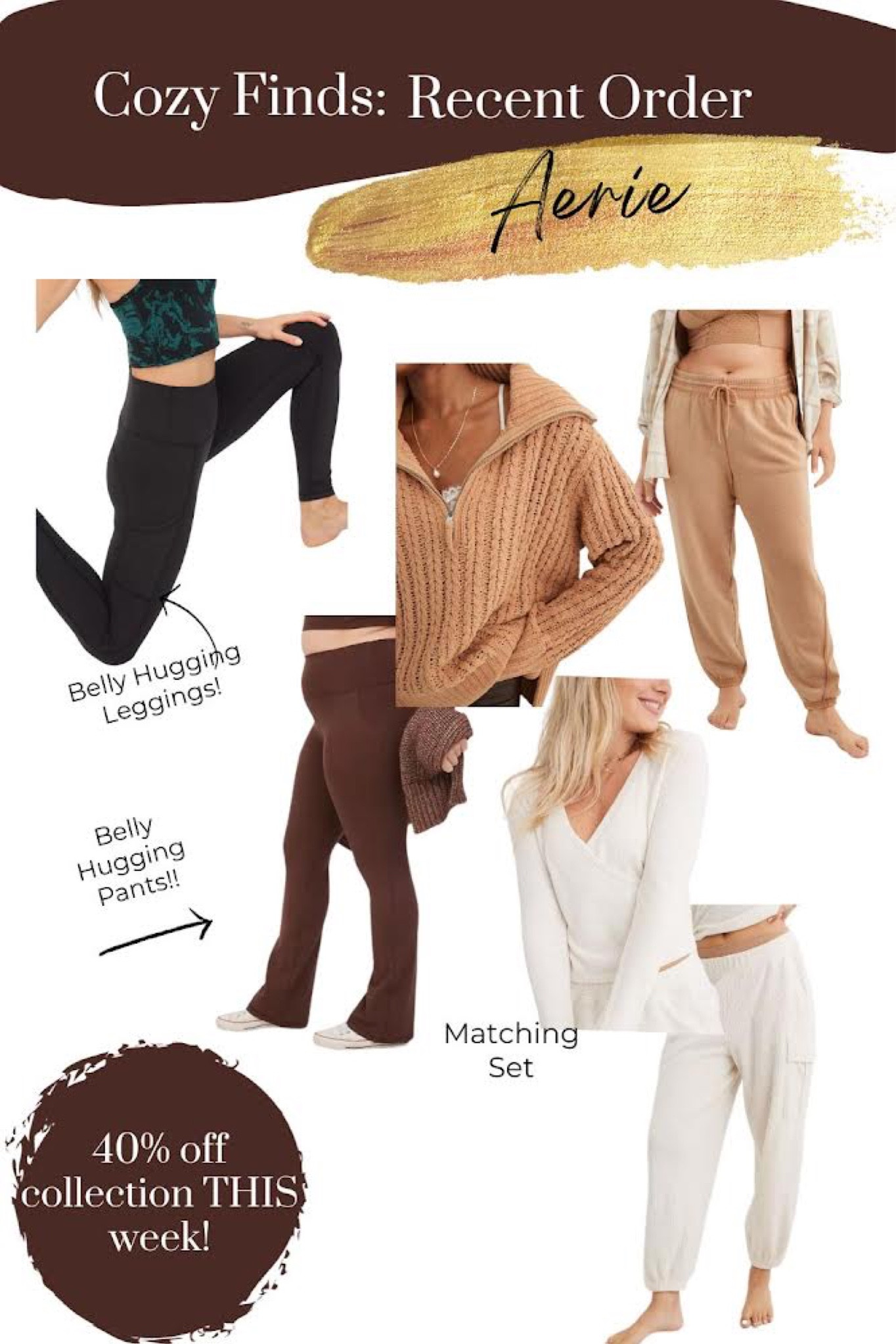 Cozy finds from my most recent order. Belly hugging leggings, pants, and matching sets. 40% off THIS week!

#LTKGiftGuide #LTKsalealert #LTKCyberWeek