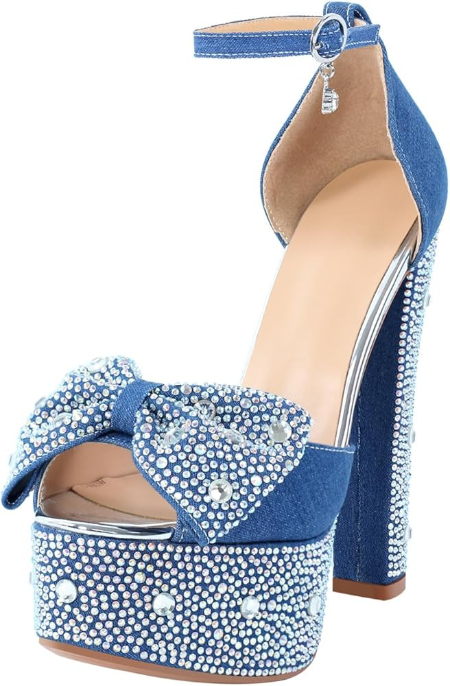 LISHAN Women's Platform 5.9in High Heel Open Toe Ankle Strap Sandals | Amazon (US)