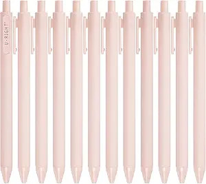 12 Pcs Pale Dogwood Retractable Pastel Gel Ink Pens 0.5 mm Point Black Ink Office Gel Pens for Wo... | Amazon (US)