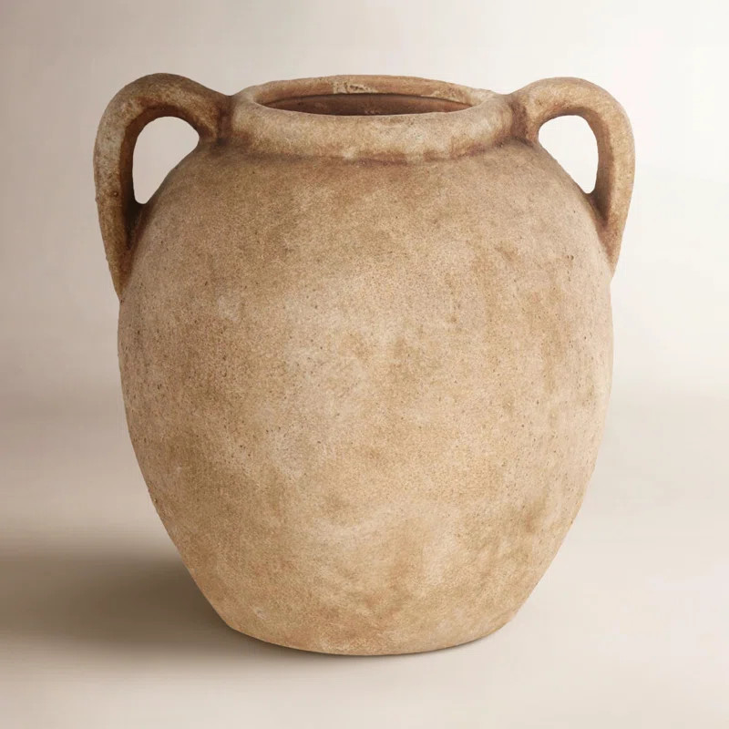 Badgley Ceramic Antique Style Textured Vase With Shadings And Handles | Wayfair North America