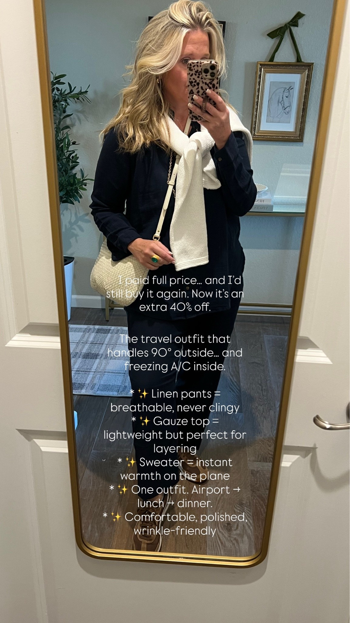 ✨Tap the bell, save and ❤️ for over 40 fashion, midlife style, midsize fashion and luxury looks for less. 

If you’re traveling somewhere hot and humid, start with this outfit. Here’s why.

Extra 40% off I paid full and still
Would.. 

⬇️Sizing information:
Top medium (size down if in between sizes.) 
Pants large (size up if in between sizes.) 

* ✨ Breathable, never clingy
* ✨ Airplane comfortable
* ✨ Hides wrinkles
* ✨ Mixes with everything
* ✨ Looks polished from airport to dinner

#LTKOver40 #LTKMidsize #LTKSaleAlert