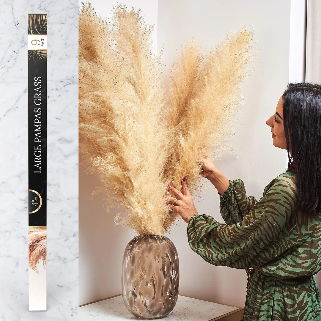4 Ft TALL PAMPAS GRASS Xl Beige Natural Dried Decor Bouquet - Etsy | Etsy (US)