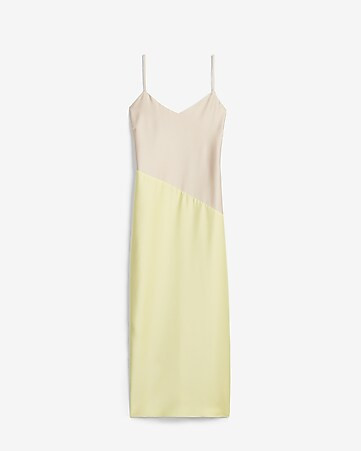 Satin Colorblock Slip Dress | Express