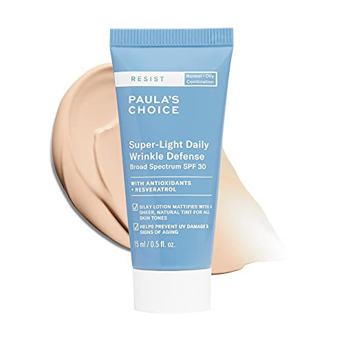 Paula's Choice RESIST Super-Light Daily Wrinkle Defense Mineral Sunscreen, SPF 30 Face Sunscreen for Oily Skin, Matte Tinted Face Moisturizer, UVA/UVB Protection, Fragrance-Free, 0.5 Fl Oz | Amazon (US)
