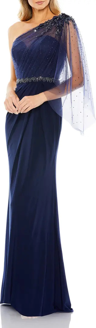 Beaded One-Shoulder Column Gown | Nordstrom