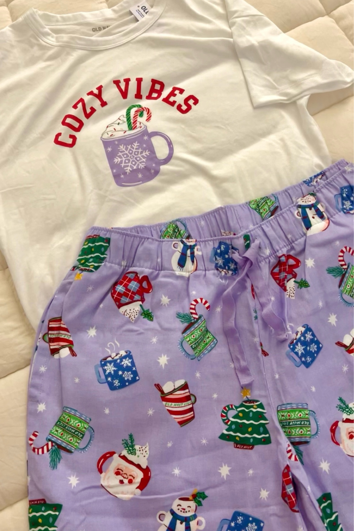 cozy old navy Christmas pajamas outfit inspo 🎀✨🎄 for all my cozy lovers ❄️🧸 wearing a size small top and medium bottoms for an extra comfy fit !!! 

#LTKSaleAlert #LTKSeasonal #LTKFindsUnder50