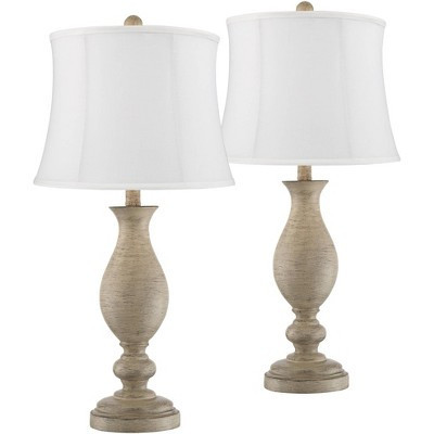 Regency Hill Serena Traditional Country Cottage Table Lamps 27 1/2" Tall Set of 2 Beige Gray White Softback Drum Shade for Bedroom Living Room House | Target