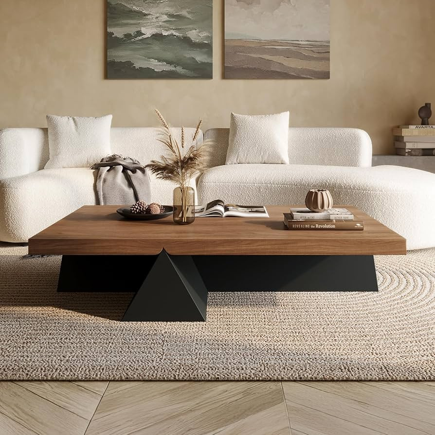 Acanva Modern Rectangle Coffee Table with Triangle Base, Minimalist Style Low Profile Center Tabl... | Amazon (US)