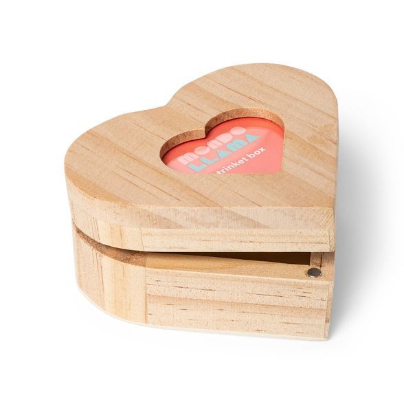 Valentine&#39;s Day Wood Heart-Shaped Trinket Box - Mondo Llama&#8482; | Target