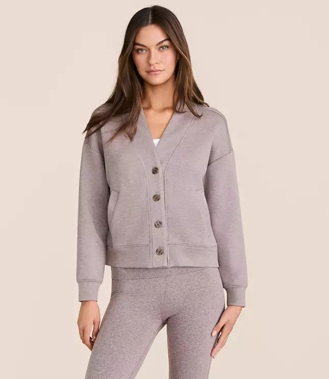 Lou & Grey Heathered Scubasoft V-Neck Pocket Cardigan | LOFT