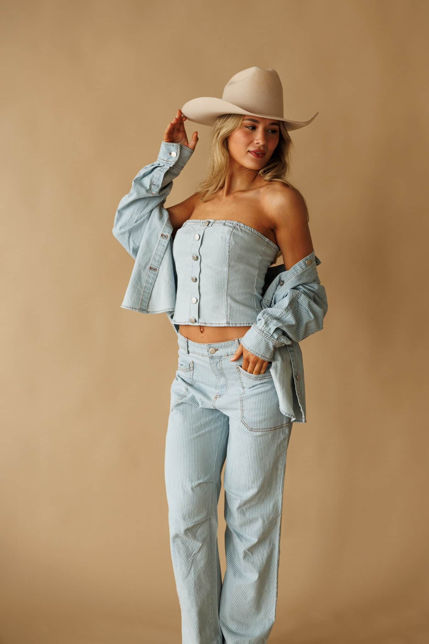 Denim Direction Bustier Top | Lane 201 Boutique
