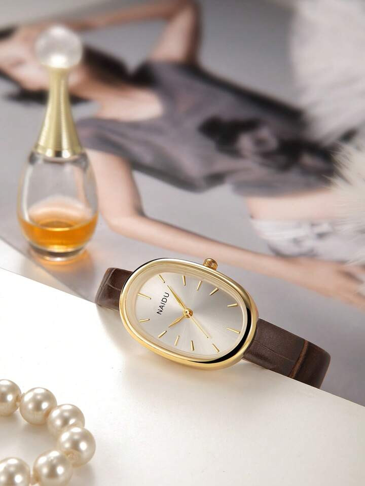 Vintage Simple Fashion Leather Strap Women's Quartz Wristwatch | SHEIN