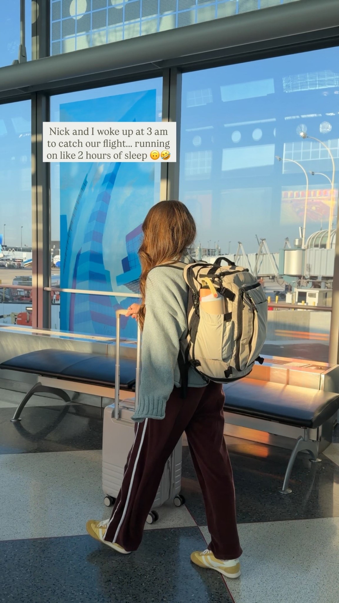 Nick and I woke up at 3 am  to catch our flight….. running on like 2 hours of sleep 🙃🤣