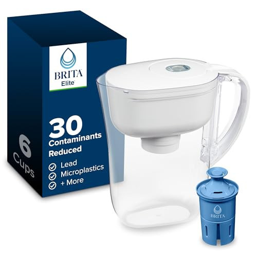 Brita Water Pitcher, Metro Elite Filter, Removes 99% of Lead, Includes 1 Filter, 6-Cup Capacity, White | Amazon (US)