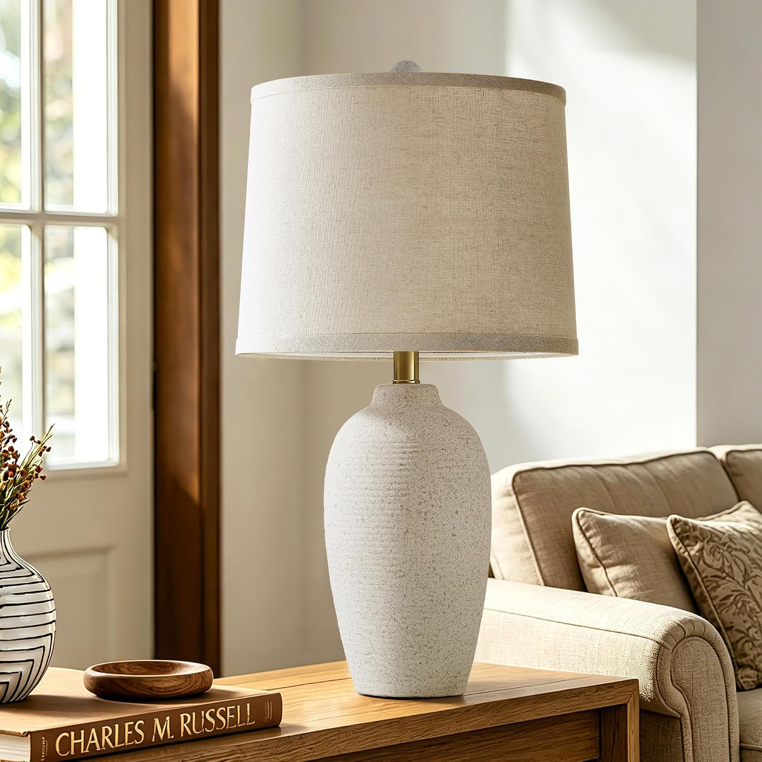 AIEAMPDO 25” Modern Farmhouse Traditional Ceramic Table Lamp | Amazon (US)