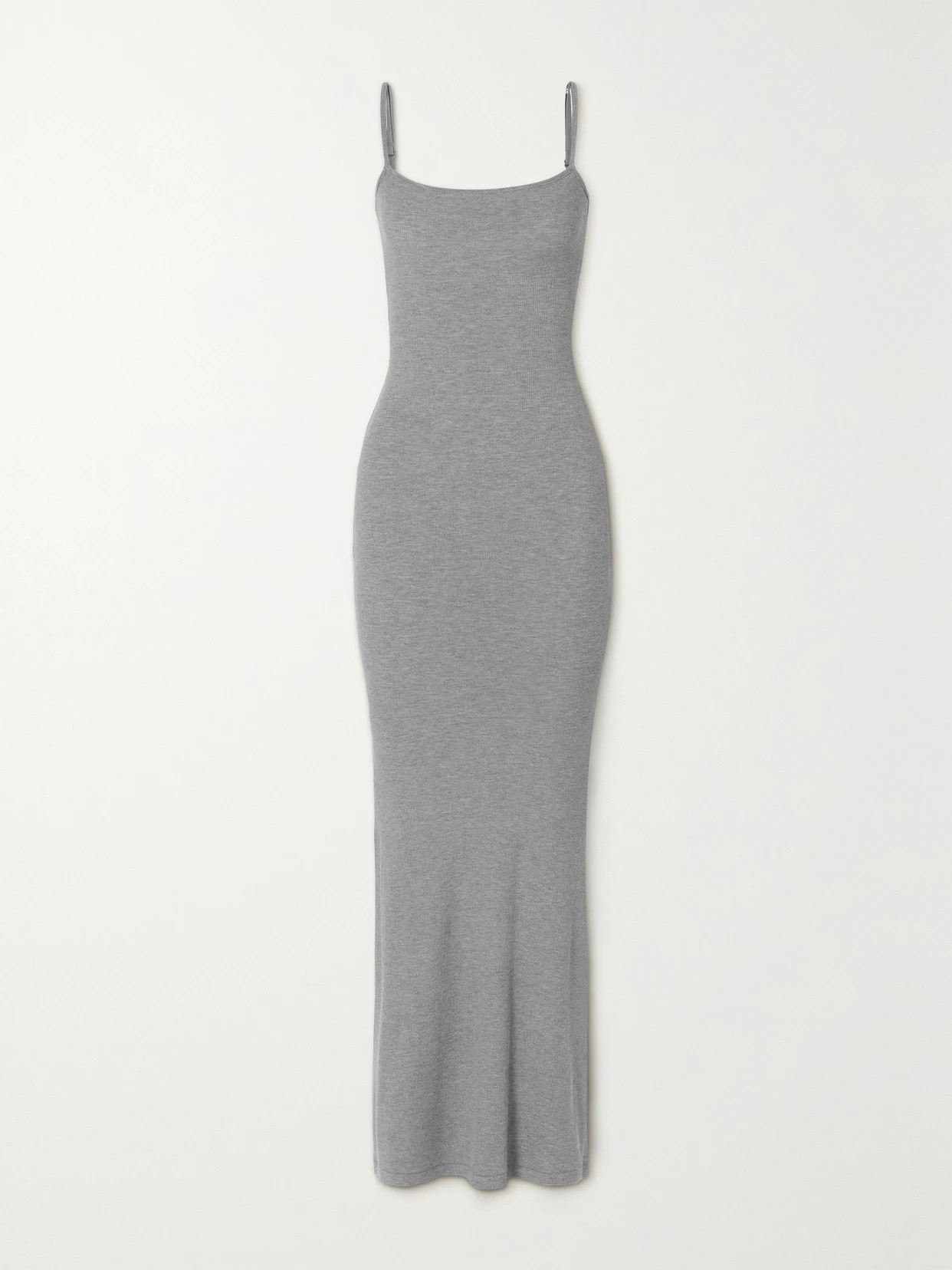 Skims - Soft Lounge Ribbed Stretch-modal Jersey Maxi Dress - Heather Grey | NET-A-PORTER (US)