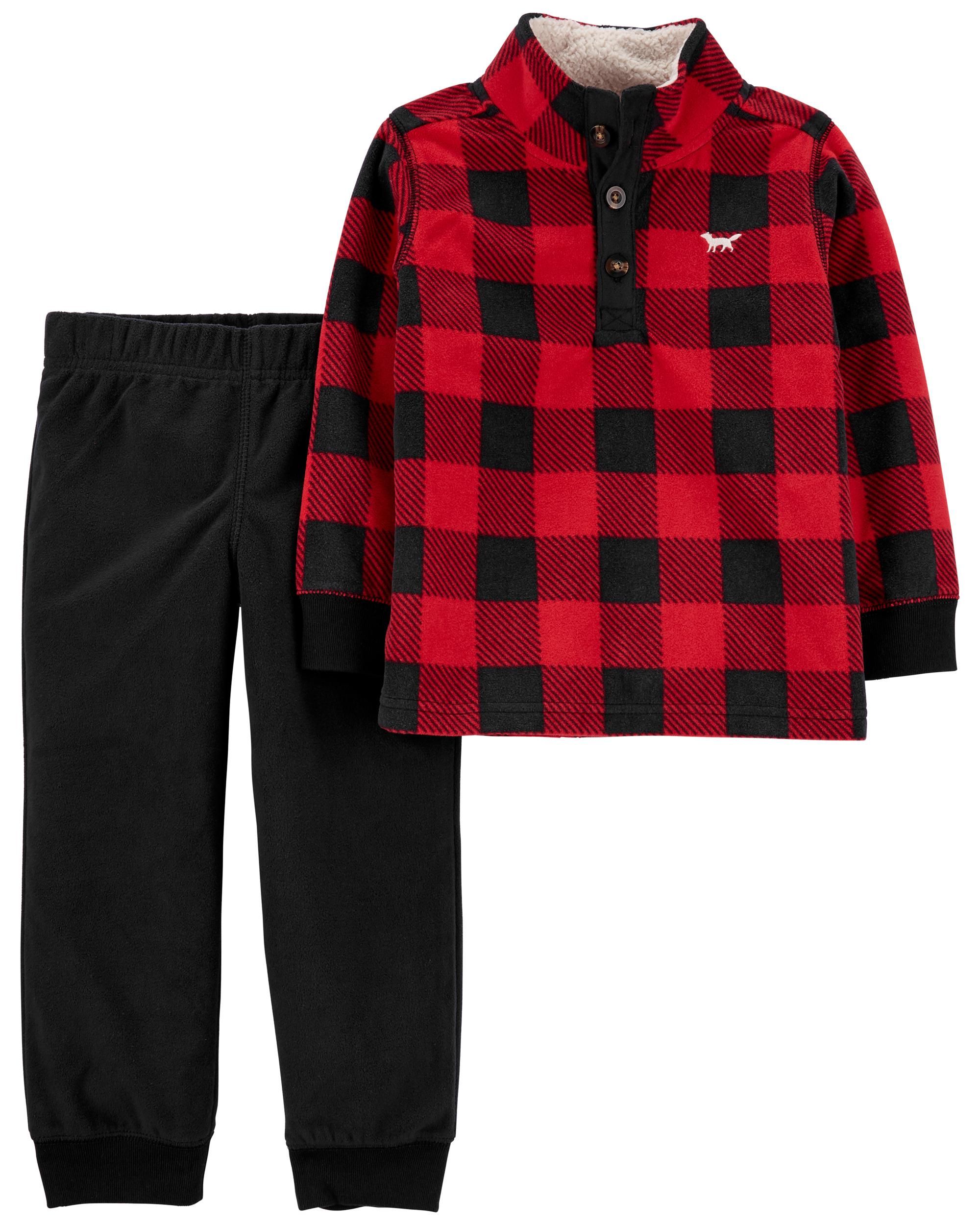 2-Piece Buffalo Check Fleece Pullover & Pant Set | Carter's