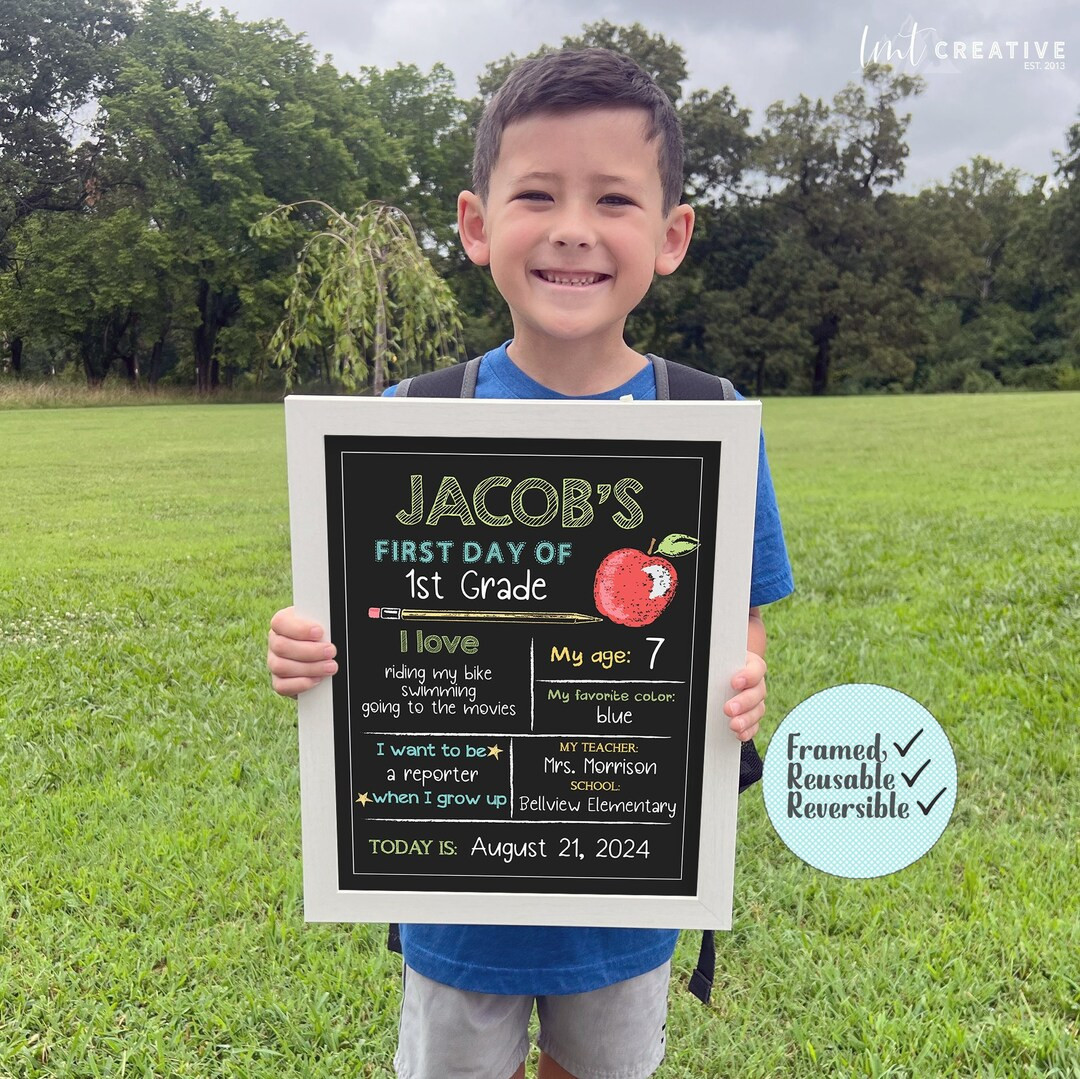 Personalized Back to School Sign, First Day of School Sign, Reversible First Day of School Sign, ... | Etsy (US)